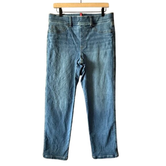 Women's XL Spanx Pull On Jeans Straight High Rise Light Wash - Picture 1 of 8